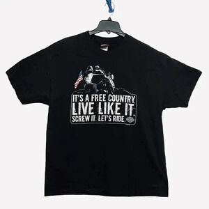 Harley Davidson Motorcycle Black Graphic Tee Size XL MAGA USA Riding Biker